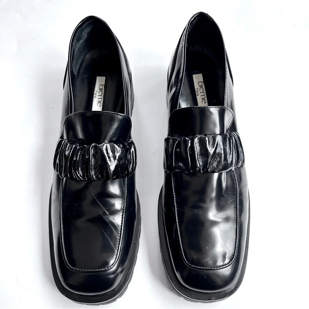 Elleme Paris Grunge Women's Chouchou Square Toe Black Loafers Size 38.5 US 8.5